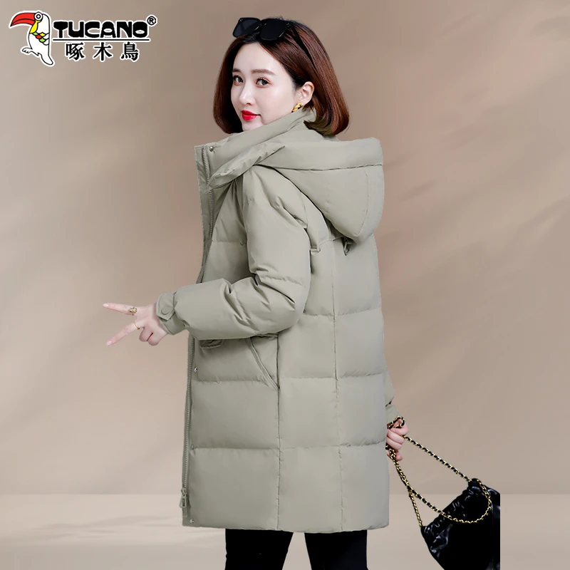 啄木鸟中长款棉服女款冬季2026新款中年妈妈冬装加厚保暖棉衣外套