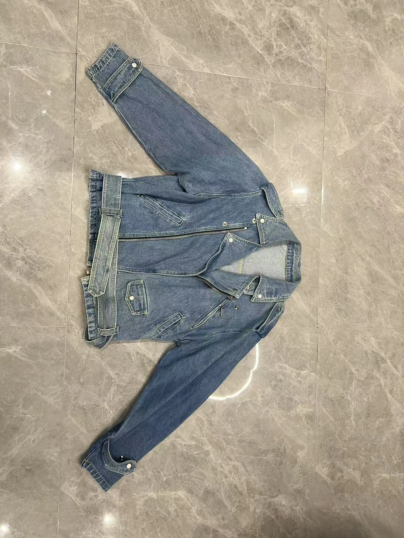 BUZH2025新款重工机车牛仔水洗做旧上衣女外套牛仔外套