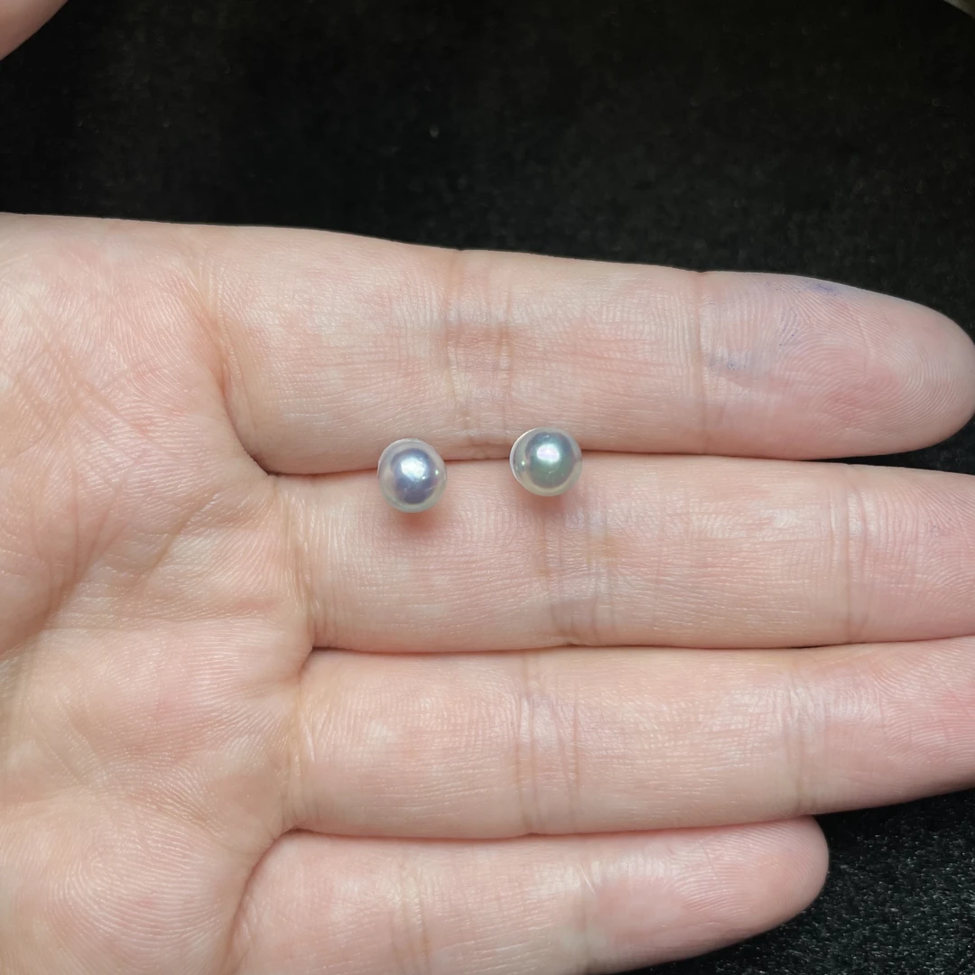 精致款-珠光宝气&珍珠真多麻耳钉约5-6mm（介意勿拍）
