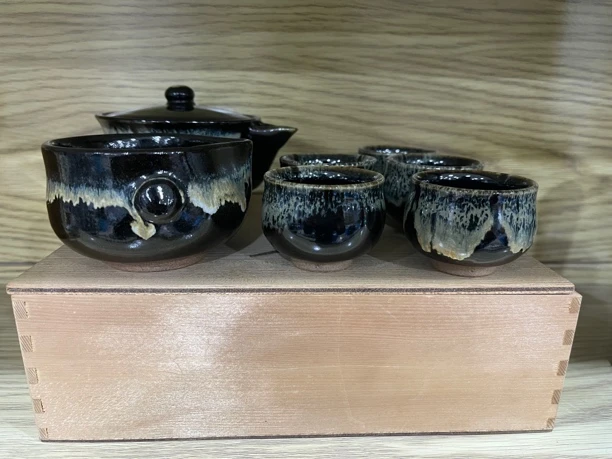窑变天目釉宝瓶茶具套装