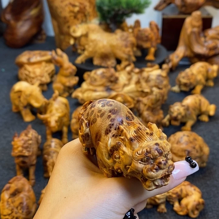 比***～柏木貔貅手把件手把件