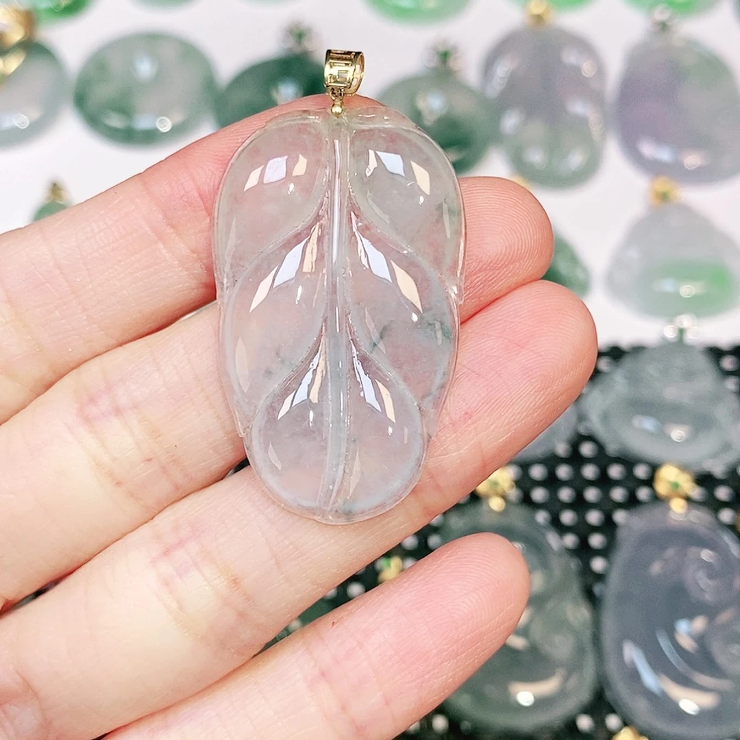 吊坠(不含链)18K金镶嵌翡翠
