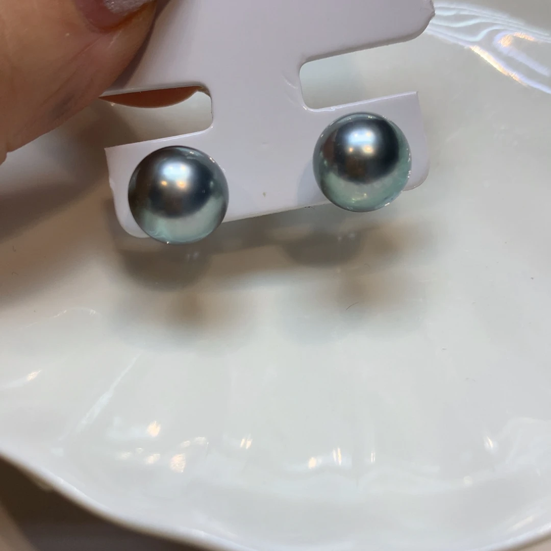 银S925镶嵌海水珍珠耳饰