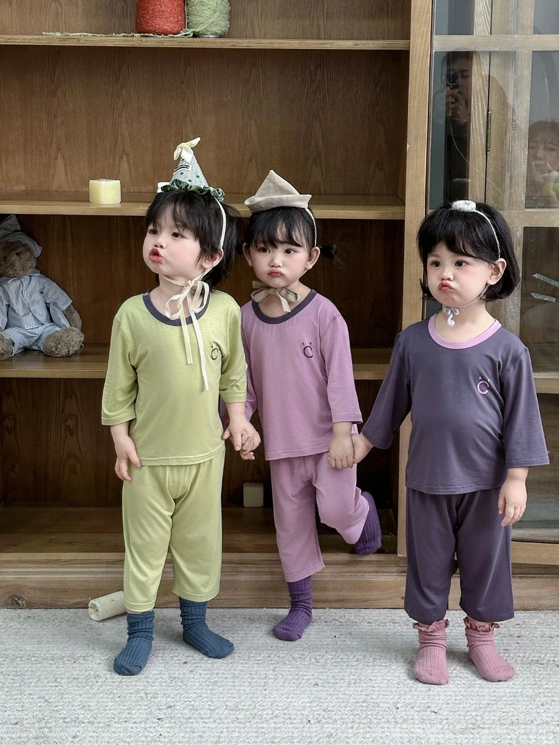 清凉儿童家居服春夏季男女童薄款七分袖套装2025年款衣服儿童