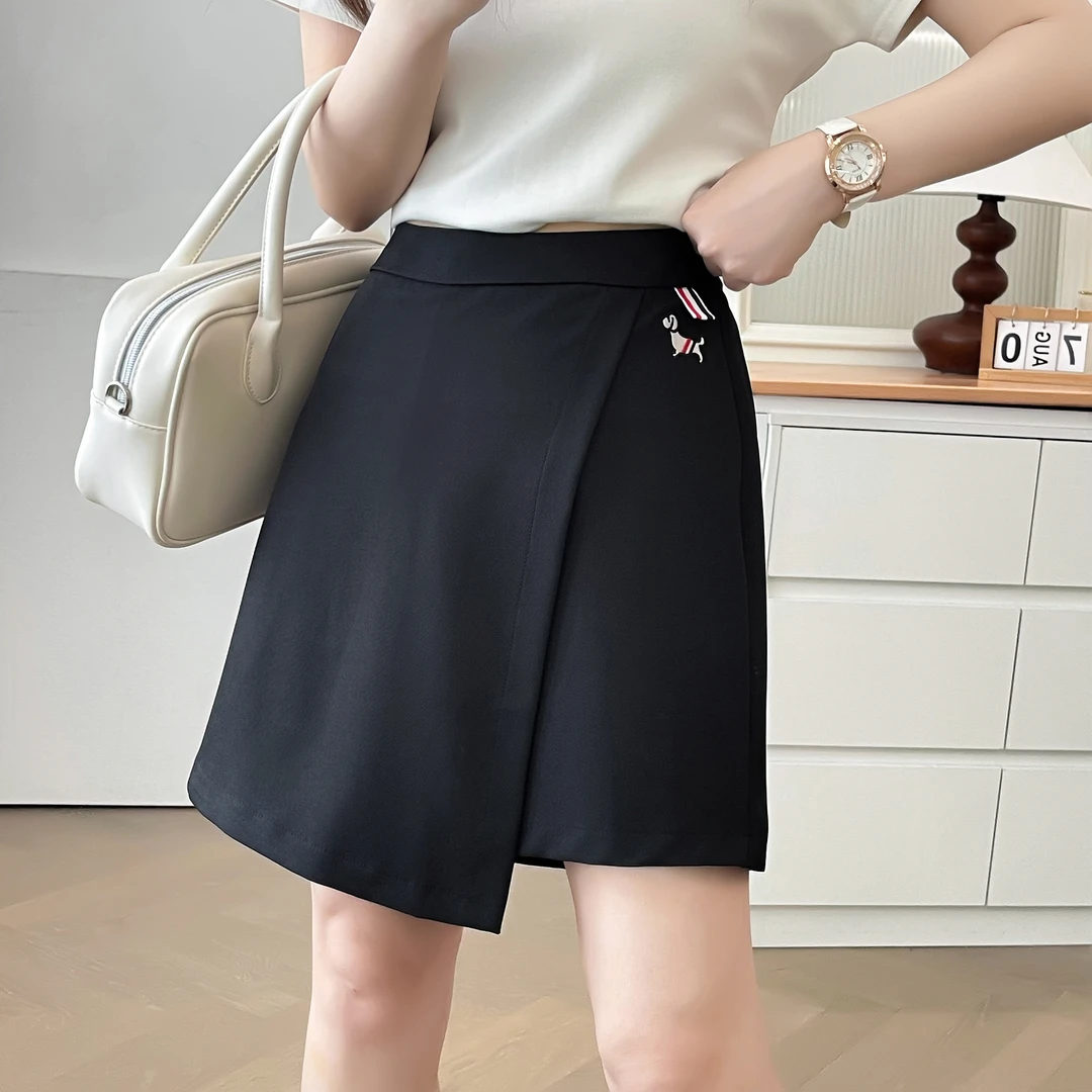 大码女装胖mm休闲高腰半身裙裤不规则短裙松紧腰显瘦宽松a字裤裙