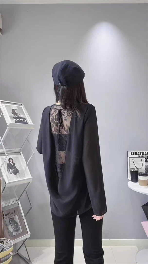 百搭打底衬衫女装蕾丝拼接宽松时尚长袖防晒薄款夏季宽松外穿T恤