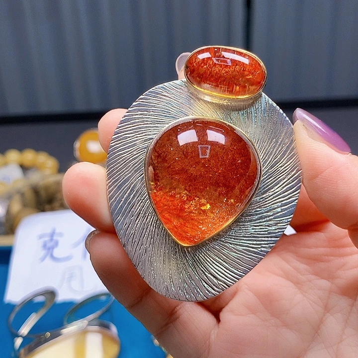 琥珀颈饰银S925镶嵌波兰设计款琥珀蜜蜡