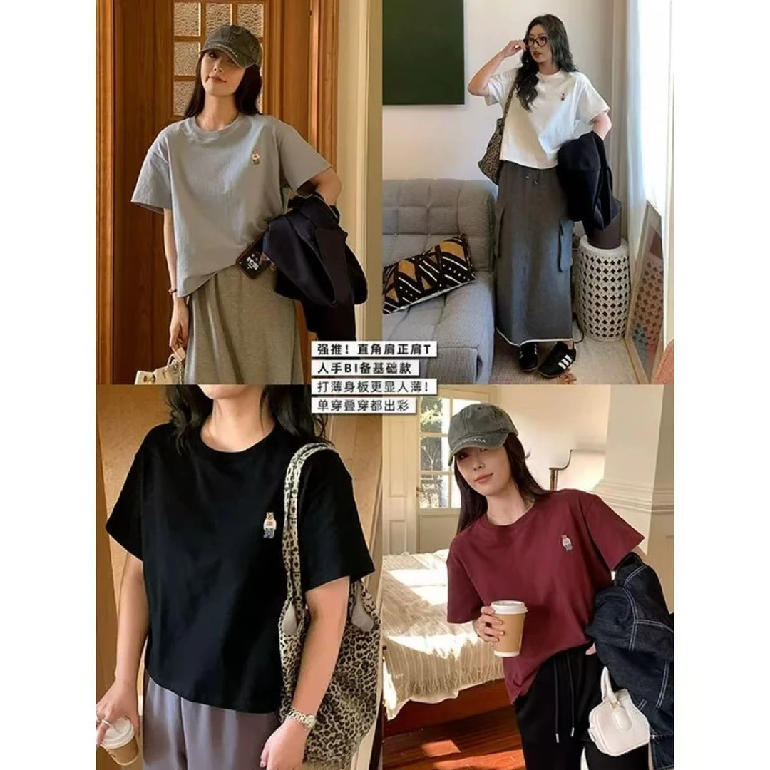【NAZ微胖大码定制】韩系简约百搭圆领纯色时尚宽松夏季T