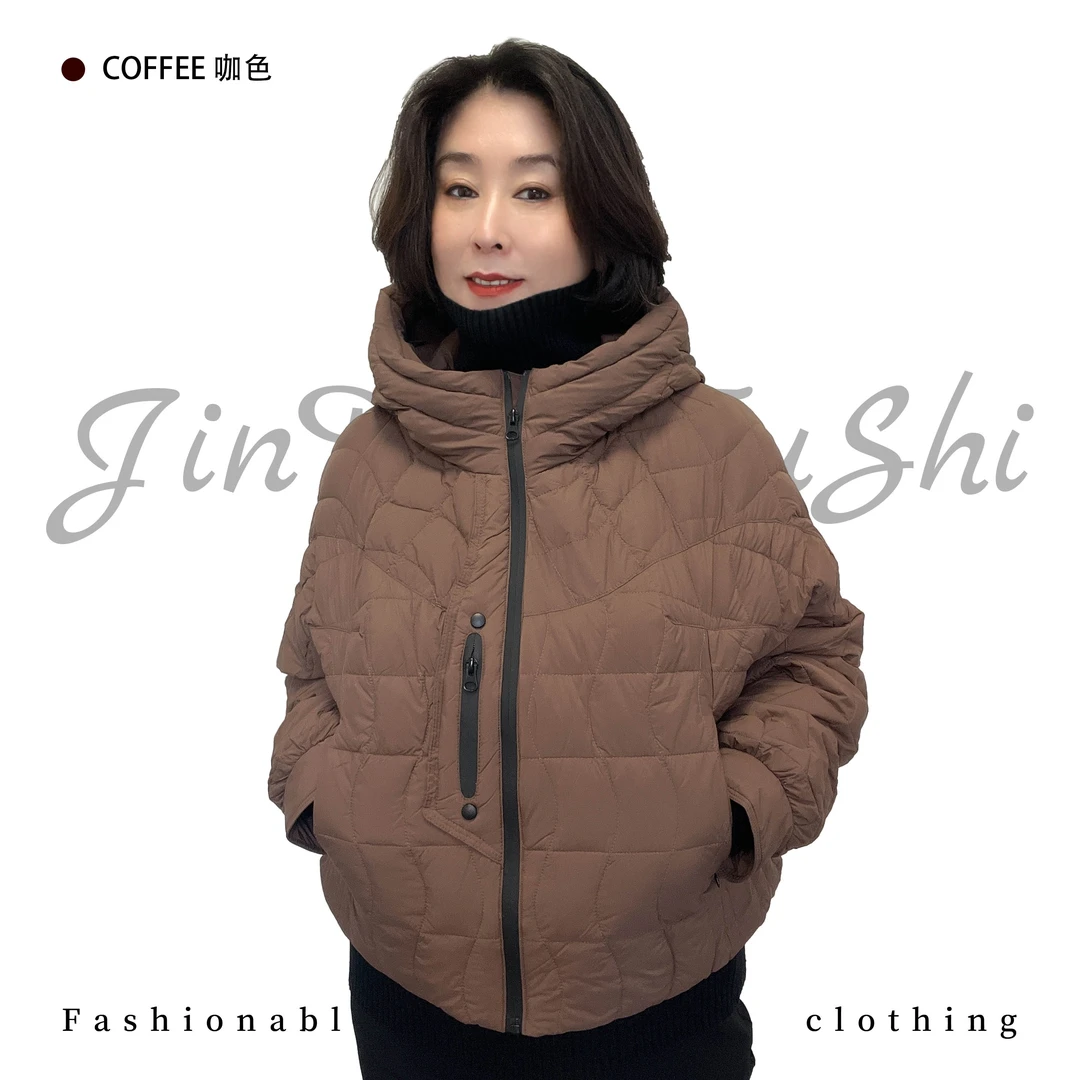 冬季新款轻薄时尚连帽短款大码羽绒服 中年妈妈时尚休闲上衣9239