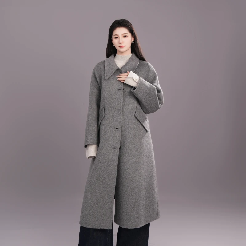 双面手工韩版大衣宽松气质中长款百搭秋冬舒适洋气小个子