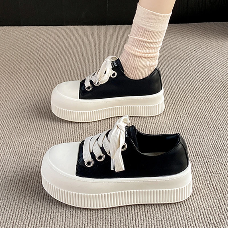 休闲板鞋大头高街厚底德比鞋百搭通勤学生鞋6801