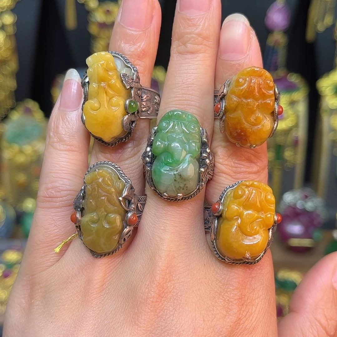 翡翠戒指银S925镶嵌任选一个