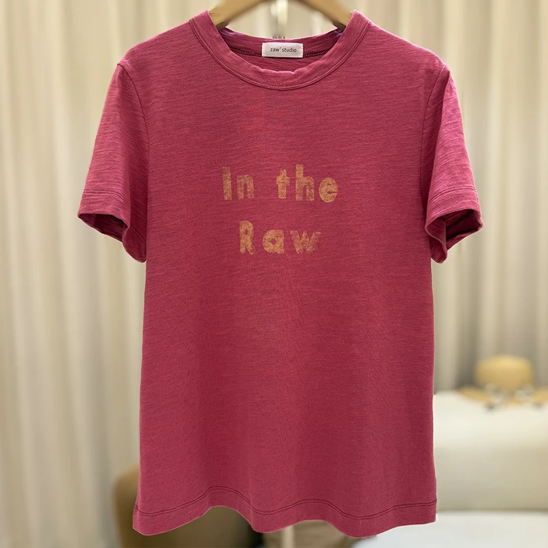 zaw大码女装字母纯棉T恤女短袖显瘦遮肚子减龄洋气胖mm上衣/25335