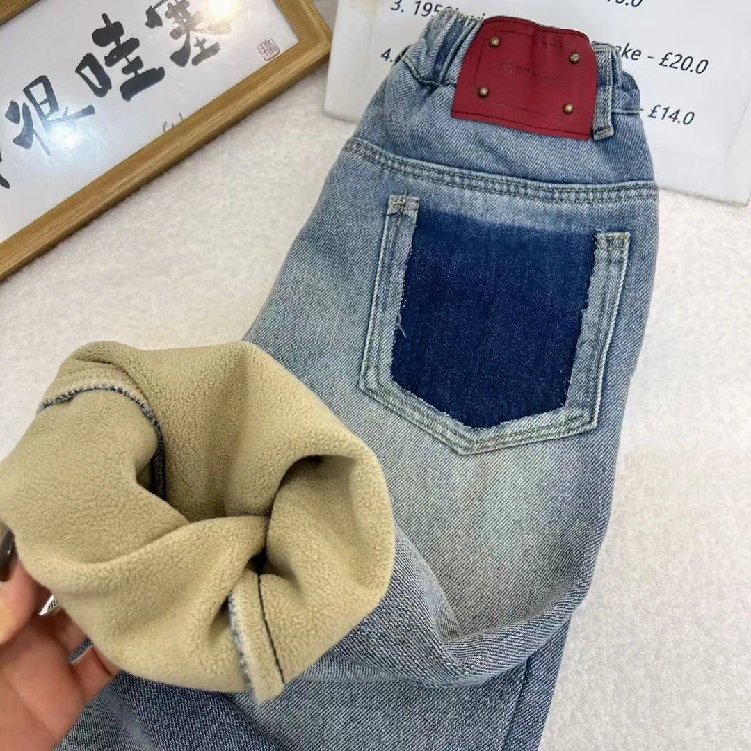 【现货】NZK-3478 高品质中性休闲冬季加绒牛仔裤 洋气 百搭牛仔裤