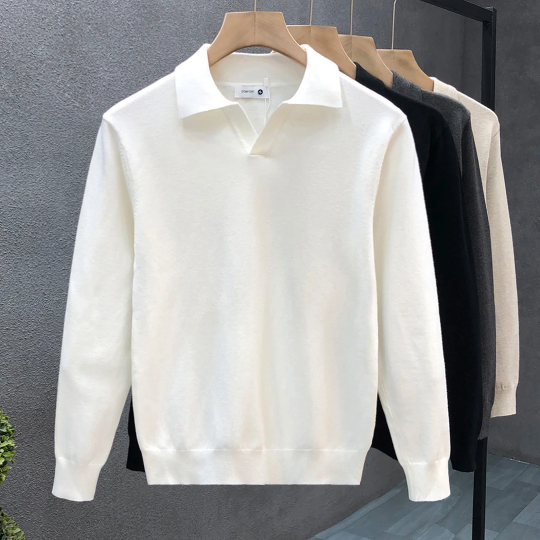 轻商务百搭白色毛衣男潮流高端净版针织衫2025秋冬季新款男士线衣