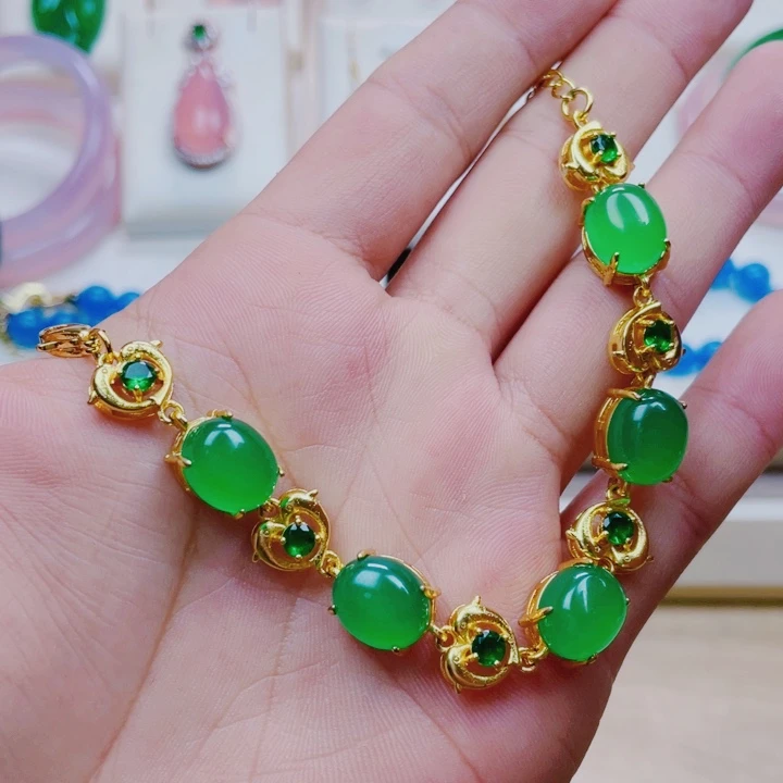 玛瑙/玉髓手链合金海豚手链