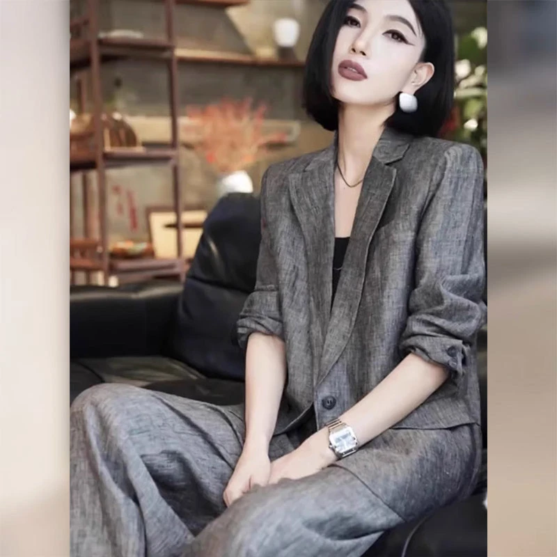 春季搭配一整套气场强大女神范高级感炸街时尚小香风灰色通勤套装