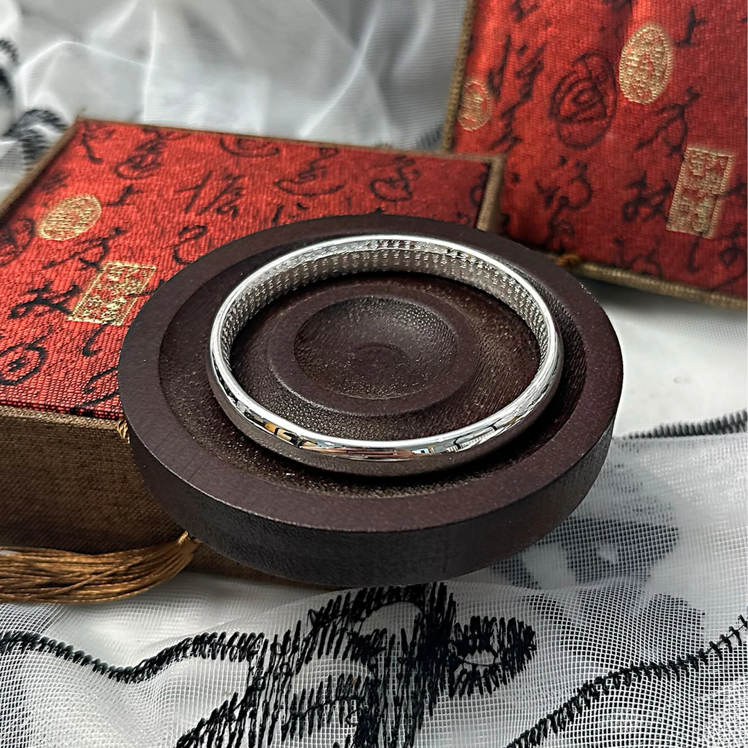 足银手镯 999.9 【S090】41g 闭口亮面心经泥鳅被手镯闭口经典百搭