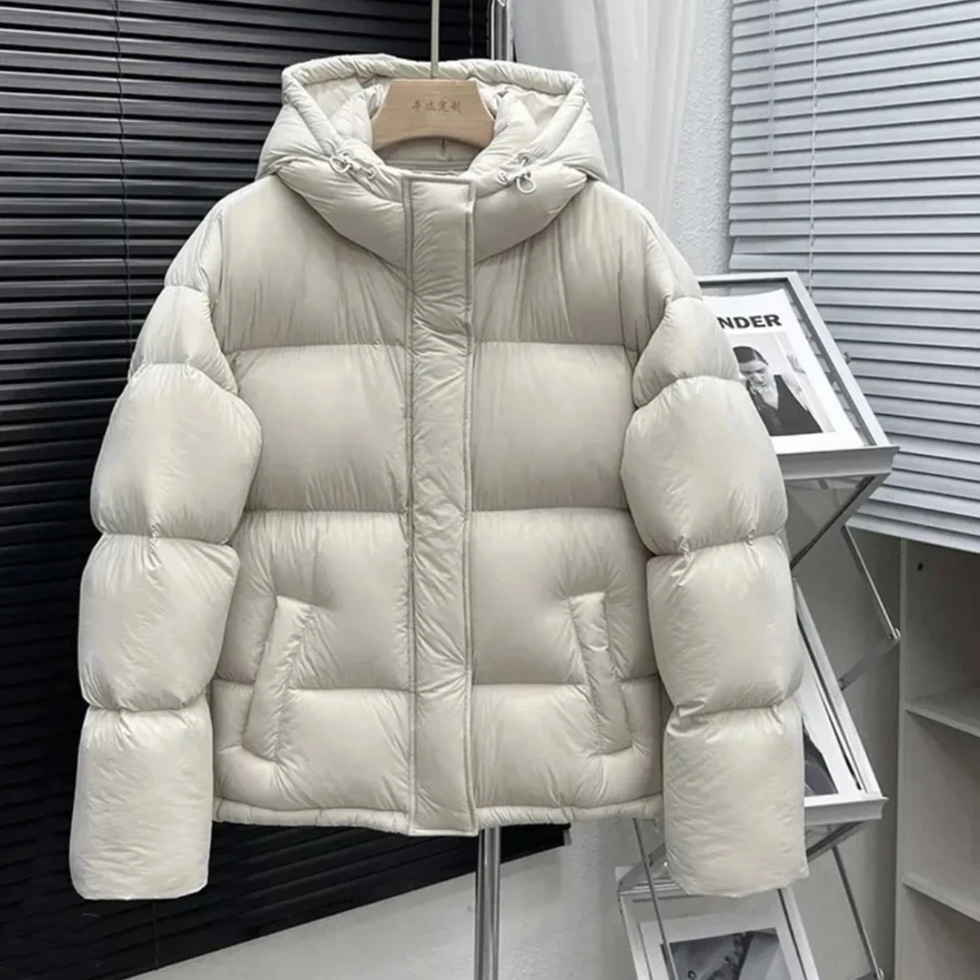 轻奢加厚连帽纯色鹅绒百搭休闲宽松外套