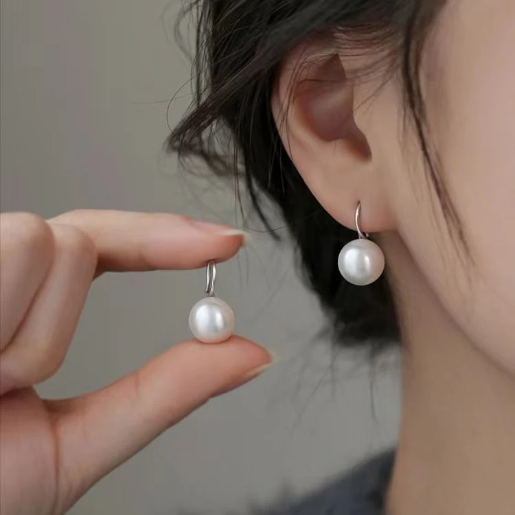 特价秒天然珍珠白色高跟鞋卡9-10点位精致素款耳钉