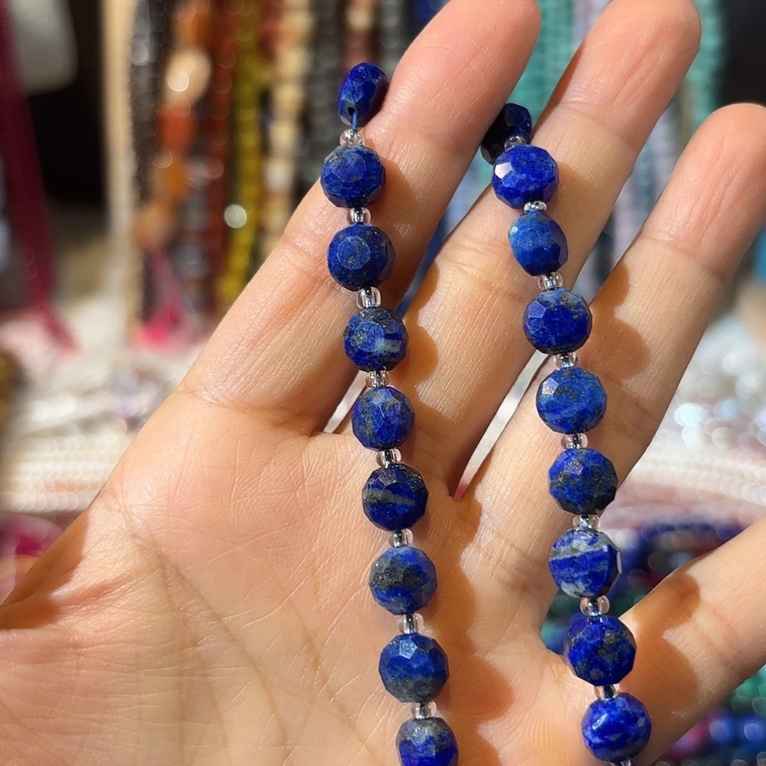 玛瑙/玉髓未镶嵌珠宝半成品青金卡8一条