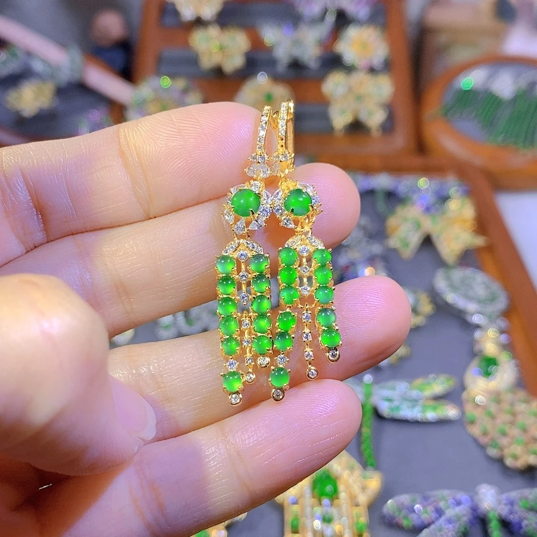 颈饰银S925镶嵌翡翠