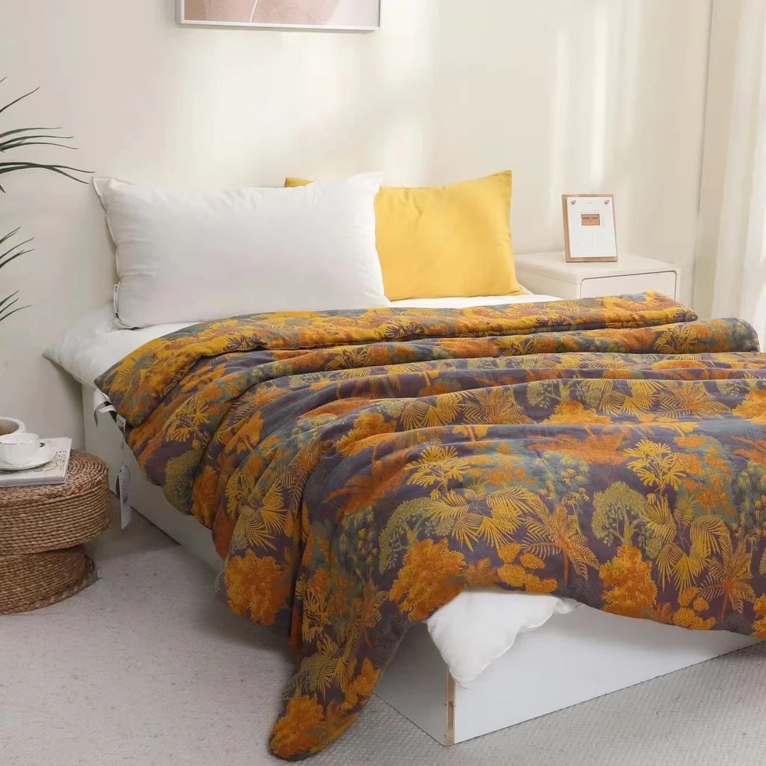 【丛林 床单】2.45X2.5米 纯棉双层纱加大提花床单