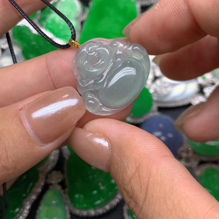 吊坠(不含链)18K金镶嵌翡翠