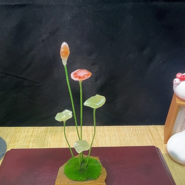 石材阿拉善原石荷花摆件