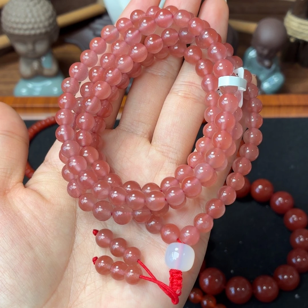 南红玛瑙未镶嵌手串保山原矿南红大黑洞冰粉多圈卡6+