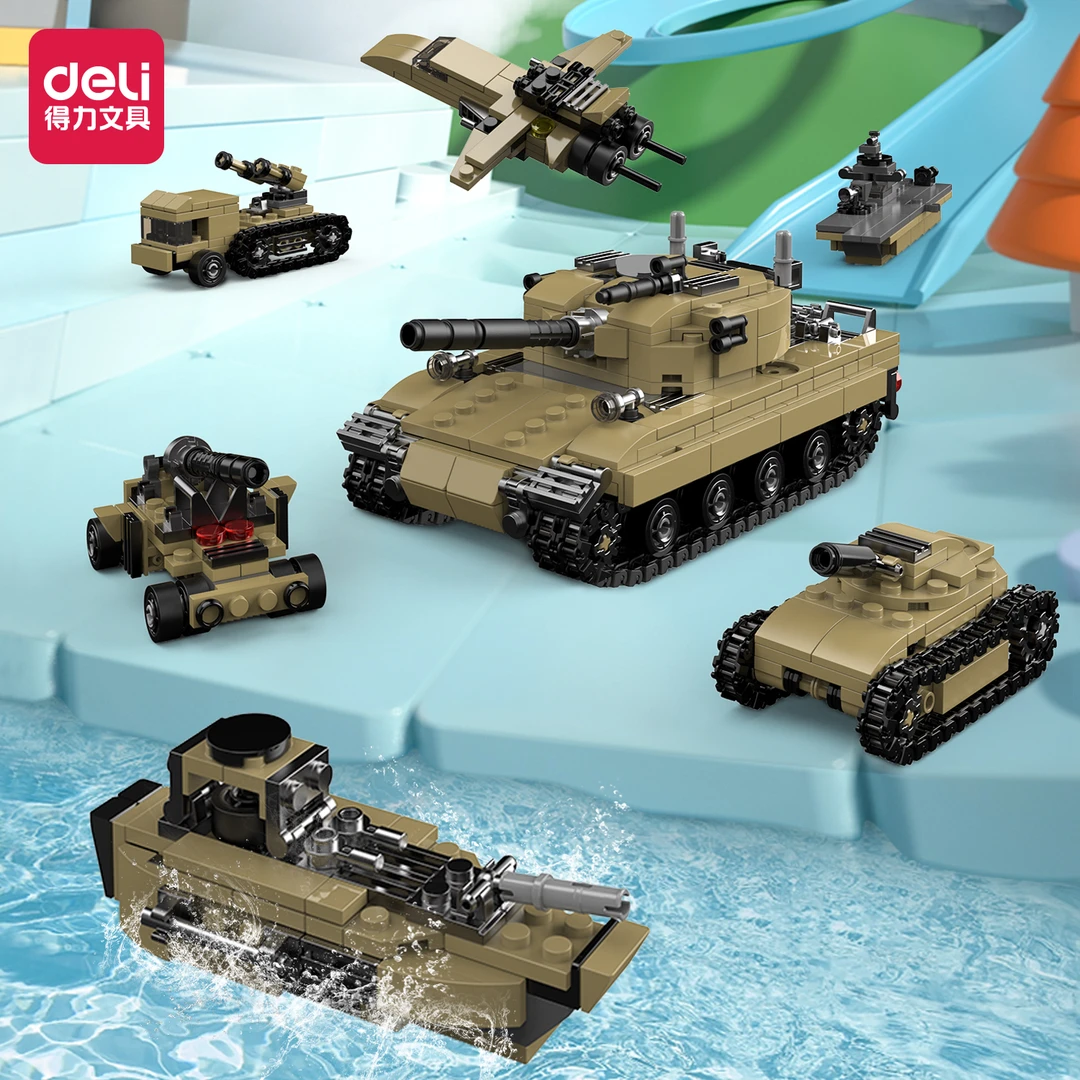 （NM）得力74585合体积木荒漠铁骑（六合一） 到手2盒（12小盒）