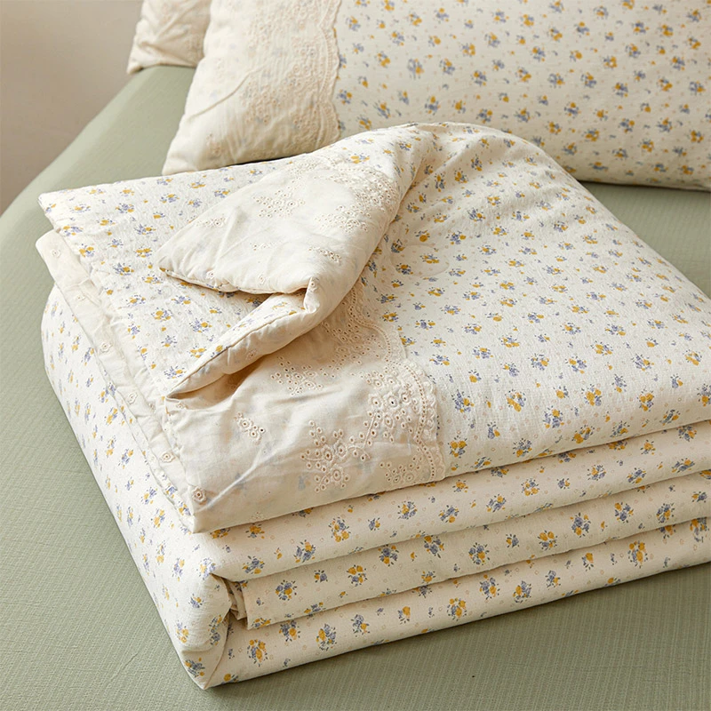 2025新款双层纱夏凉被空调被四件套夏季可机洗非全棉纯棉被子单件