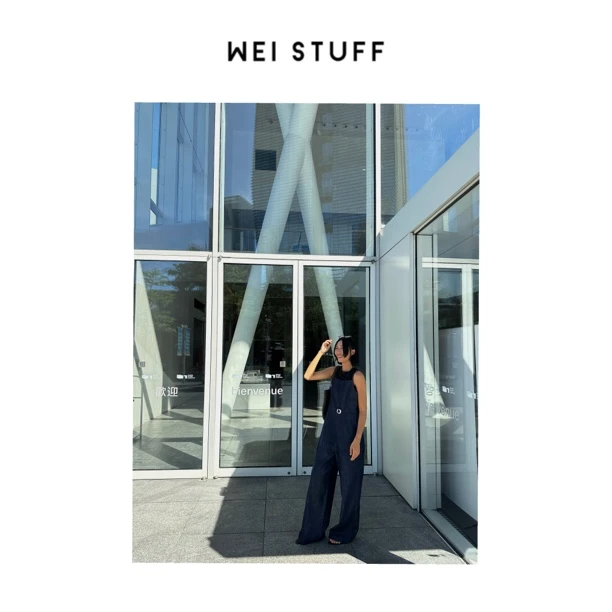 WEI STUFF ”蓝调时分“ 松弛感时尚宽松显瘦吊带连体裤 9530.