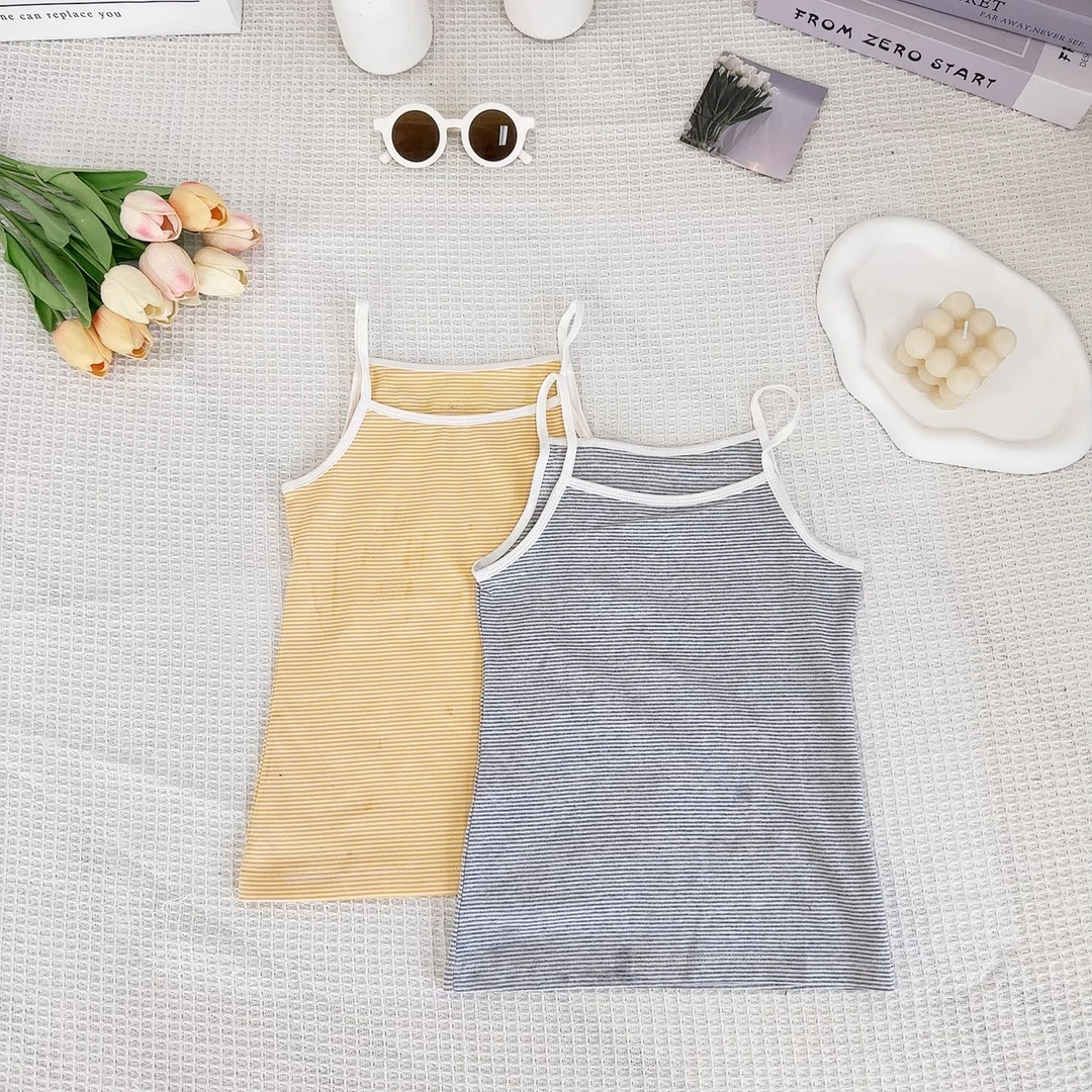 女童夏季棉氨舒适柔软条纹吊带衫535