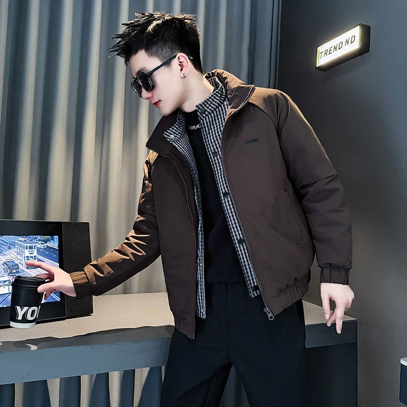 假两件棉服男款冬季外套2025新款高级感休闲衣服保暖棉袄男士棉衣