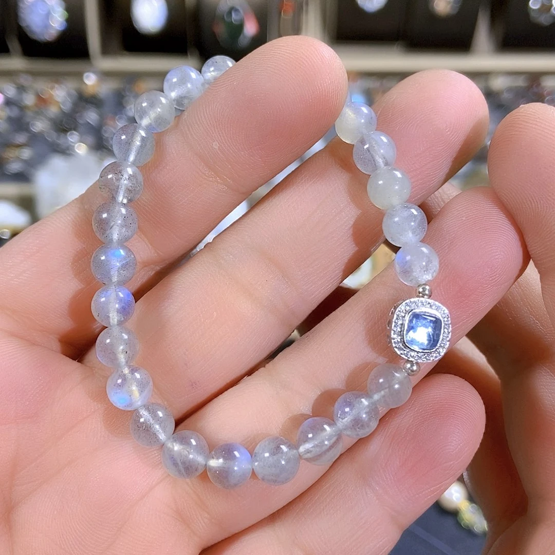 水晶手链银S925镶嵌月光盒子