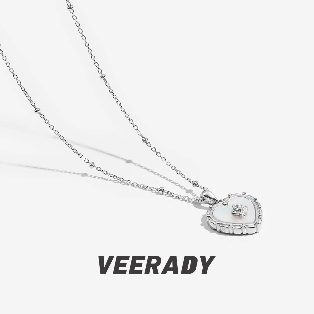 坠链均925银贝壳 爱心纯银项链玫瑰花轻奢小众复古吊坠锁骨链气质