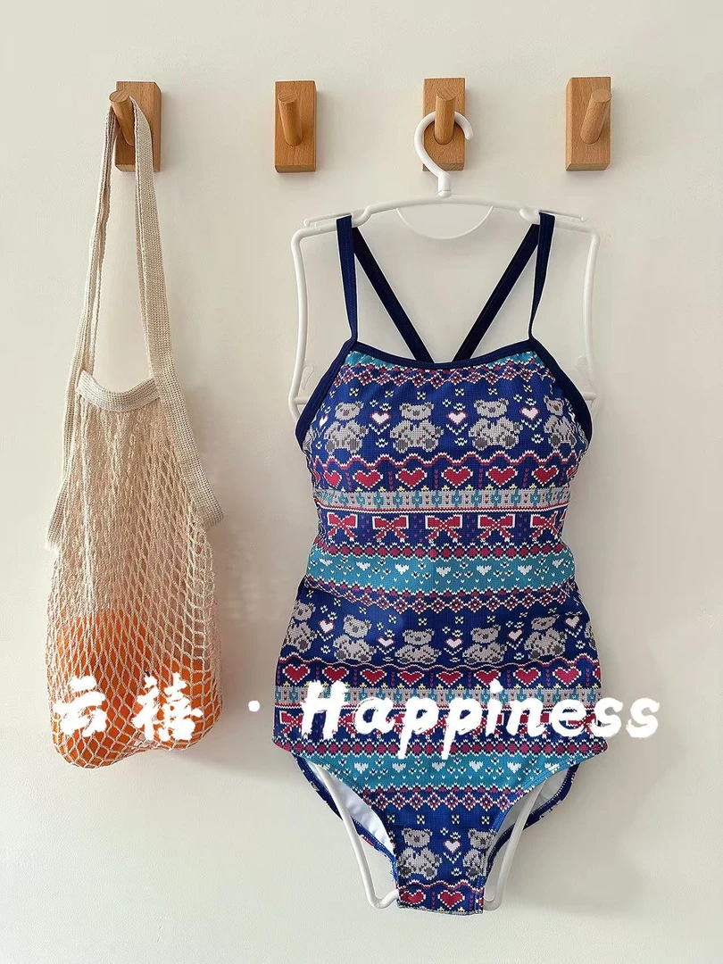 『蓝色小熊』专业高级感竞速泳衣女游泳馆专用三角竞速泳衣