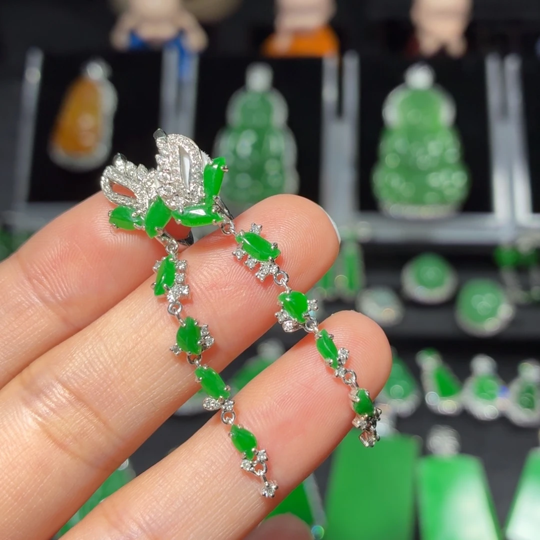 翡翠18K金镶嵌吊坠(不含链)98号