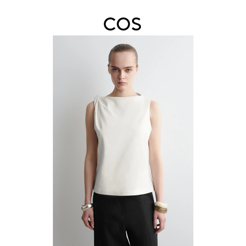 COS女装 修身版型单肩纽结细节棉质上衣2025夏季新品1286255001