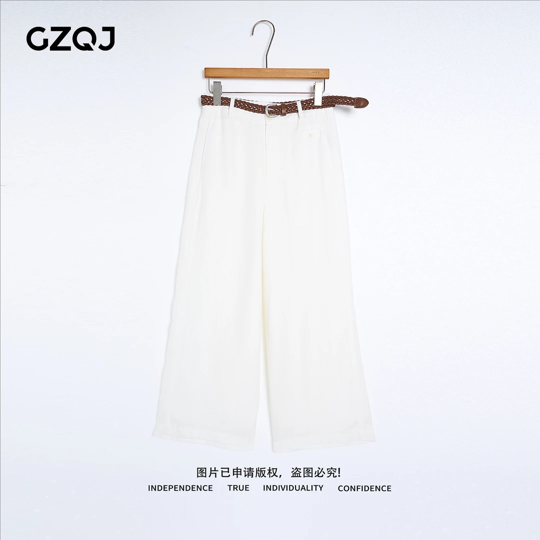 老琴私服【清风织影】欧若风天丝亚麻休闲百搭直筒阔腿裤女夏70057