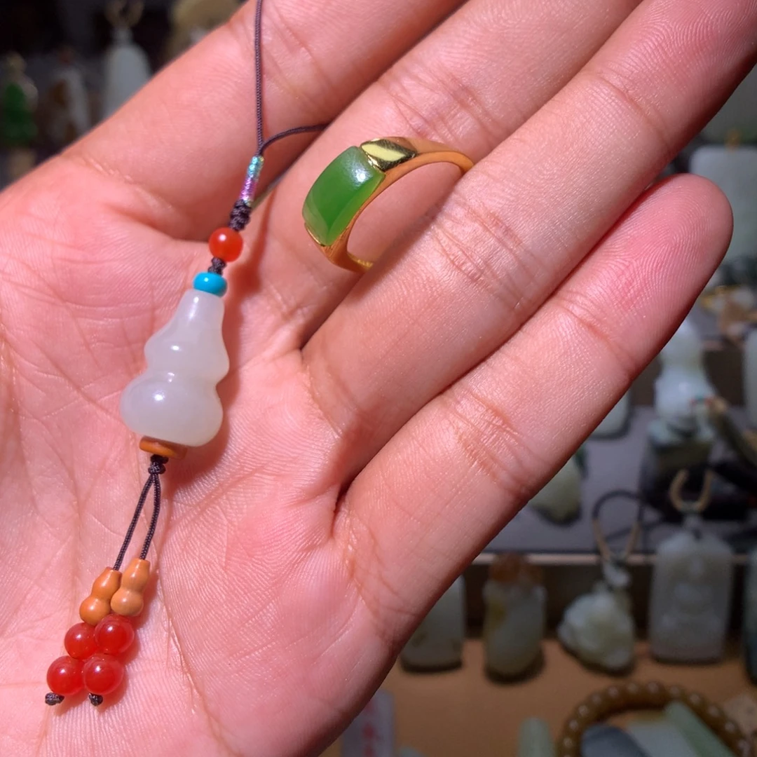 喜***6和田玉银S925镶嵌戒指