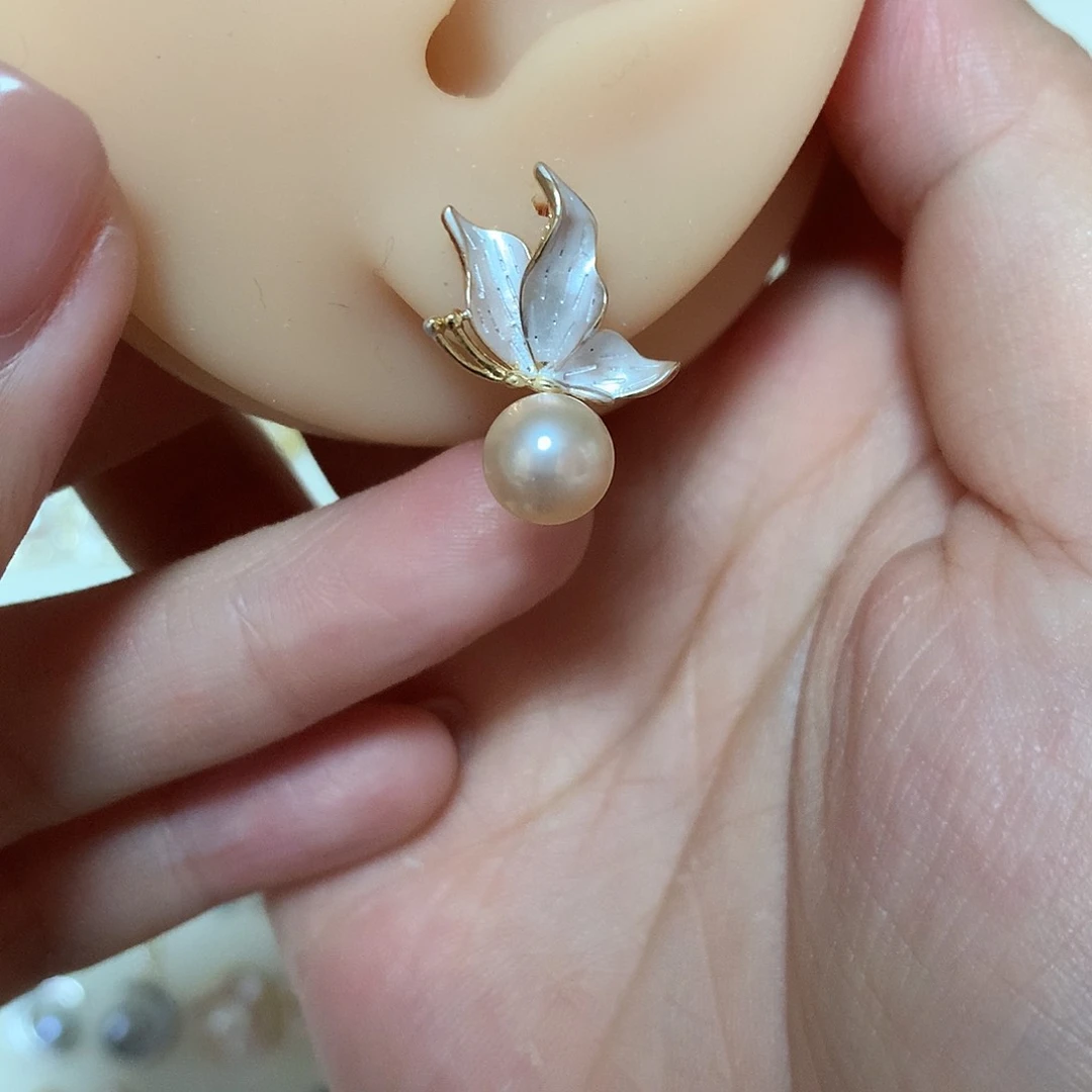 淡水珍珠耳饰合金