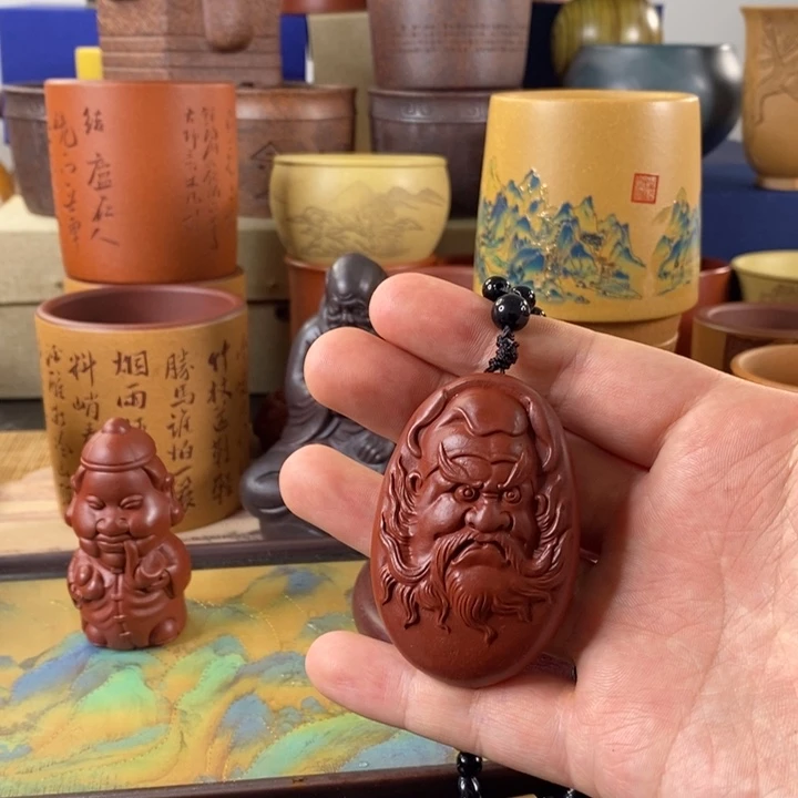 紫砂茶杯钟馗茶宠