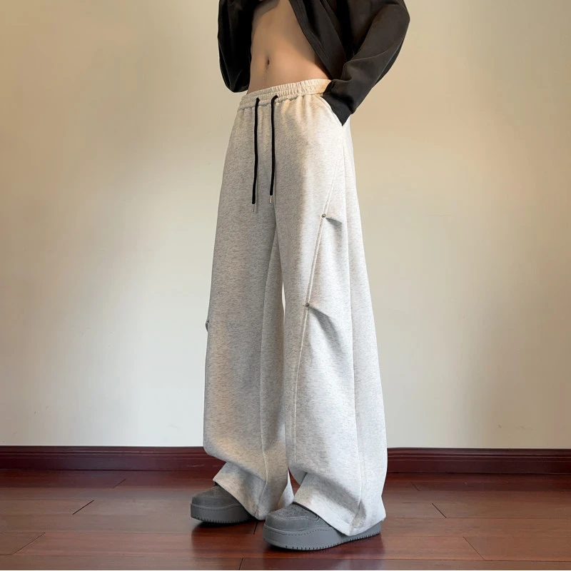 美式重磅褶皱弯刀伞兵卫裤男2025秋季潮牌美男士170胖子男生裤子
