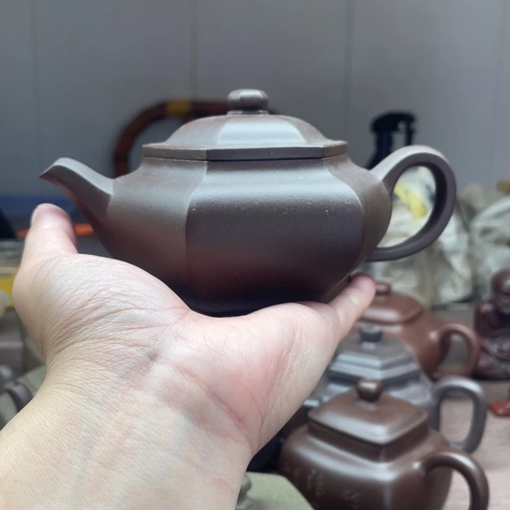 茶壶紫砂大彬六方，紫泥