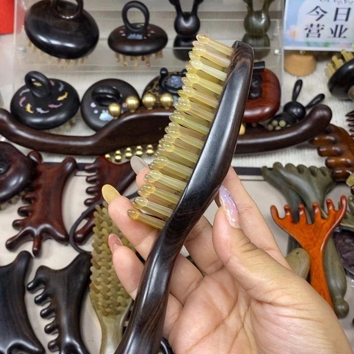 紫光檀56齿经络梳