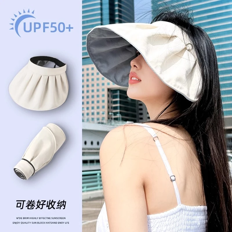 稻草人帽子女遮阳防晒紫外线夏季空顶贝壳帽大帽檐遮脸夏天太阳帽