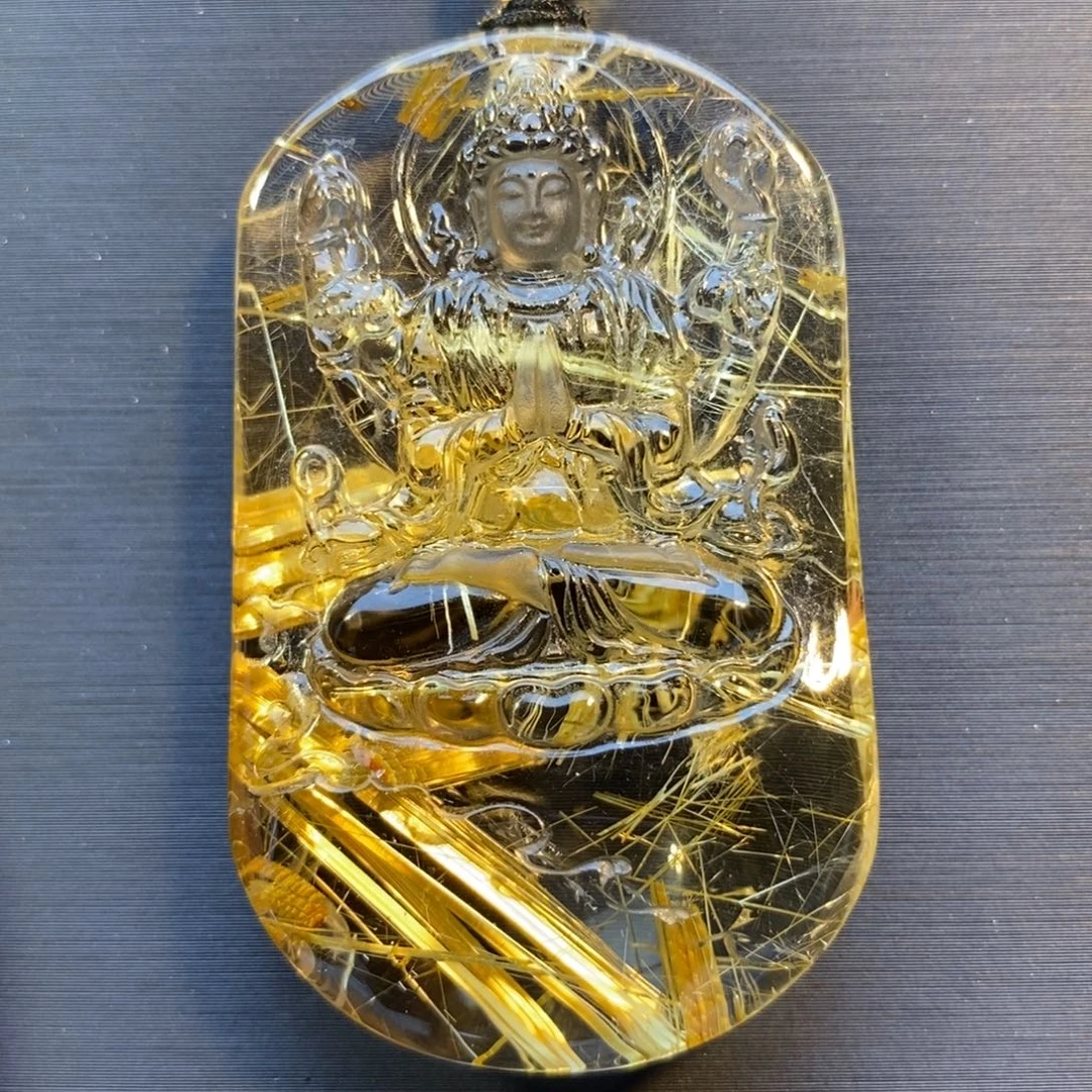 颈饰水晶未镶嵌钛晶花千手观音吊坠