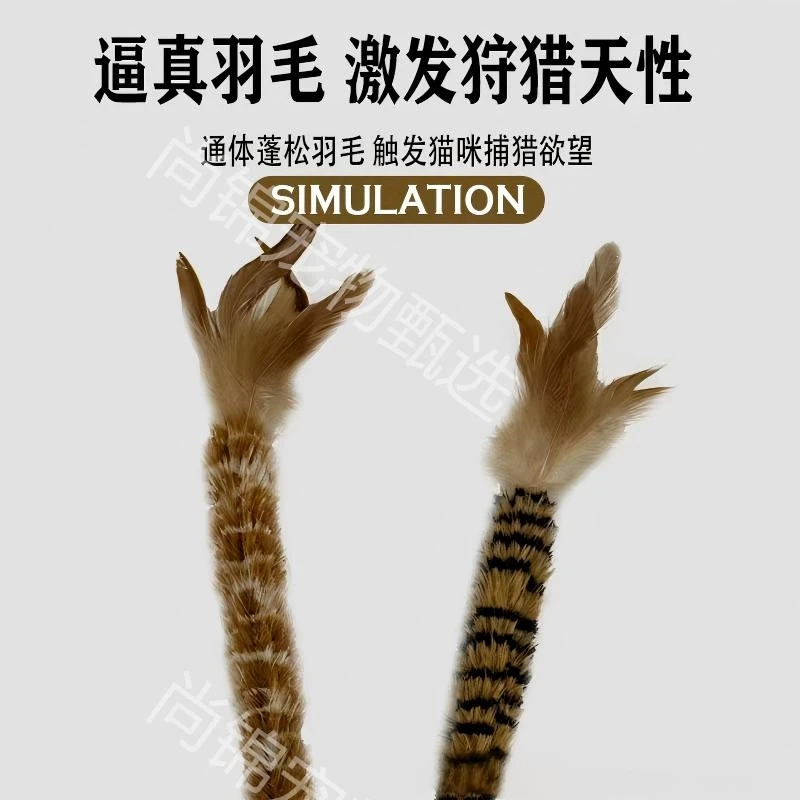 【吖吖】逗猫棒山鸡毛鸟毛木天蓼逗猫杆猫咪宠物用品鸵鸟毛逗猫棒